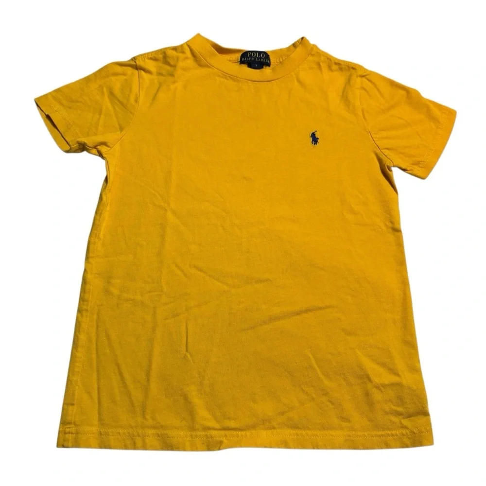 🇺🇸 Polo by Ralph Lauren Kids Tee Sz 7 (kids) Gold Yellow Short Slv 100% Cotton